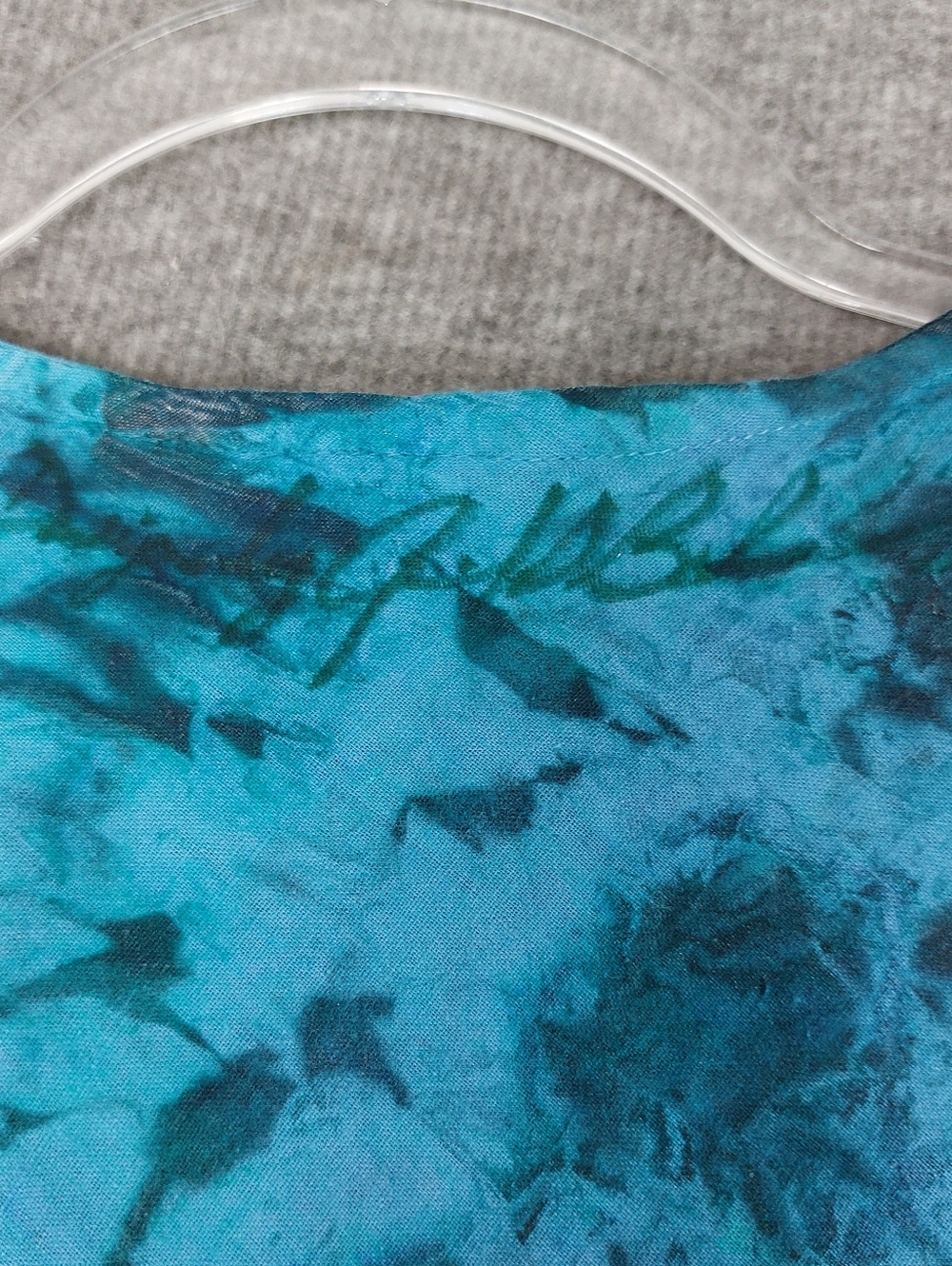 ETC. WOMENS BLUE ICE DYE TIE DYE Y2K BOHO FAIRY FESTIVAL ARTIST BUTTON TOP M - Picture 6 of 6